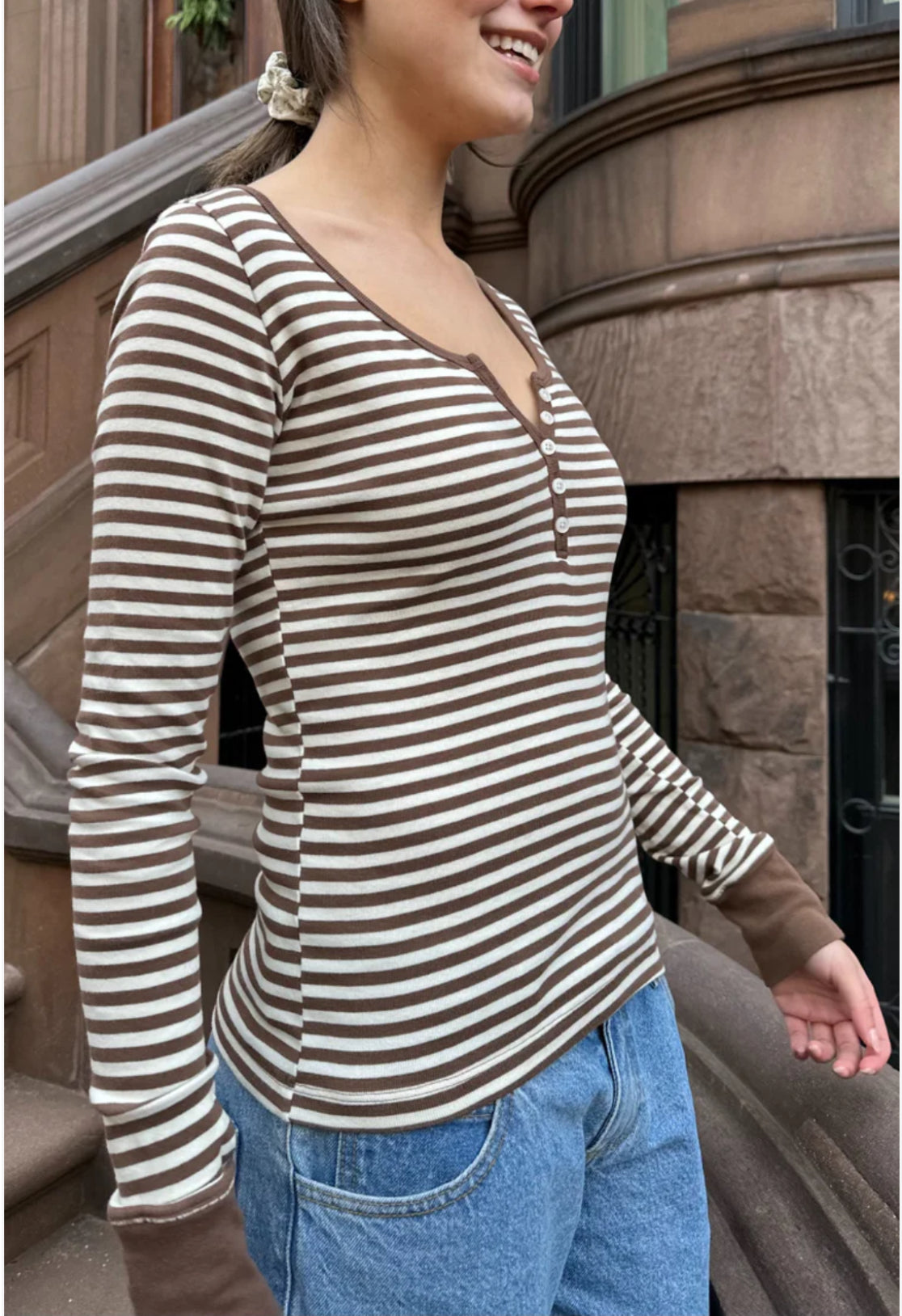 Zelly Striped Long Sleeve Top